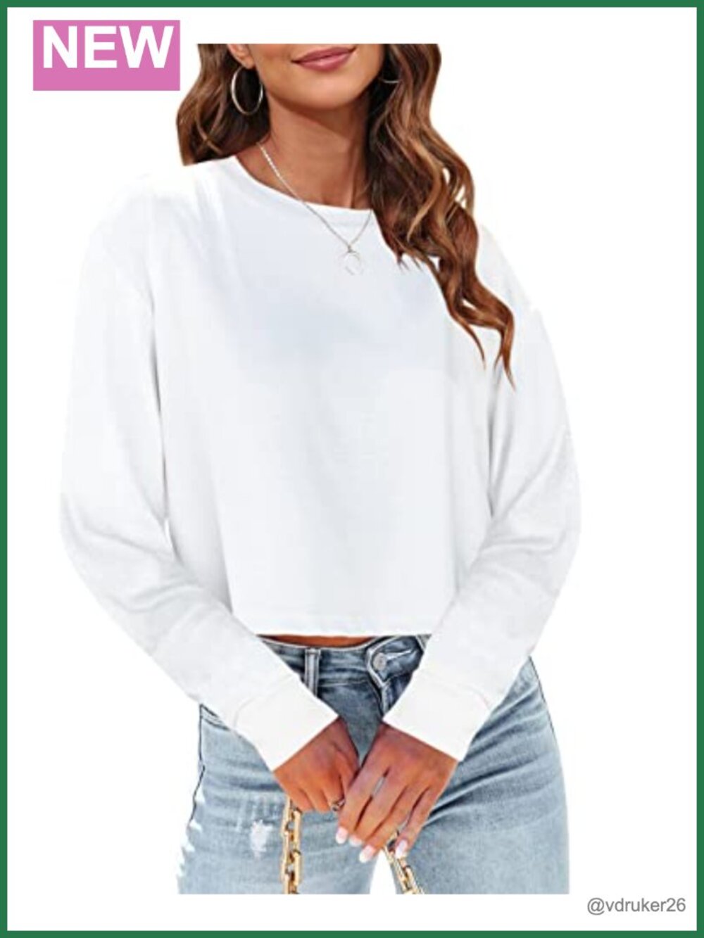 Oversized Long Sleeve Crop Tee drop shoulder soft casual top